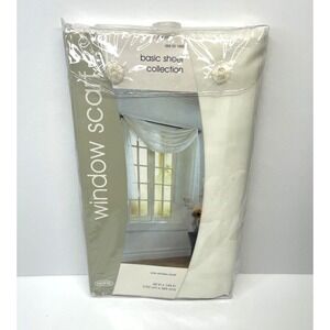 HOME Window Scarf Basic Sheer Collection 60"x144" Solid Scarf Sheer Ivory